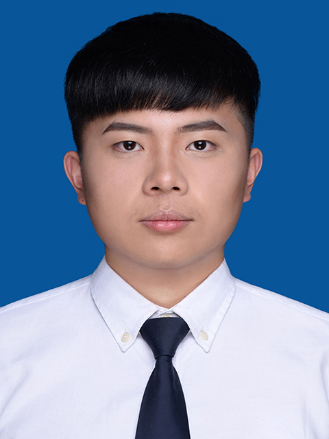 Doctoral Researcher wearing a white shirt, dark tie against a blue background